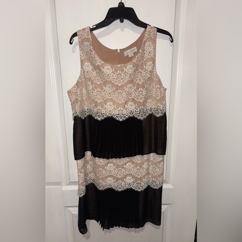 Jessica Simpson Lace Overlay Dress - Black and Cream